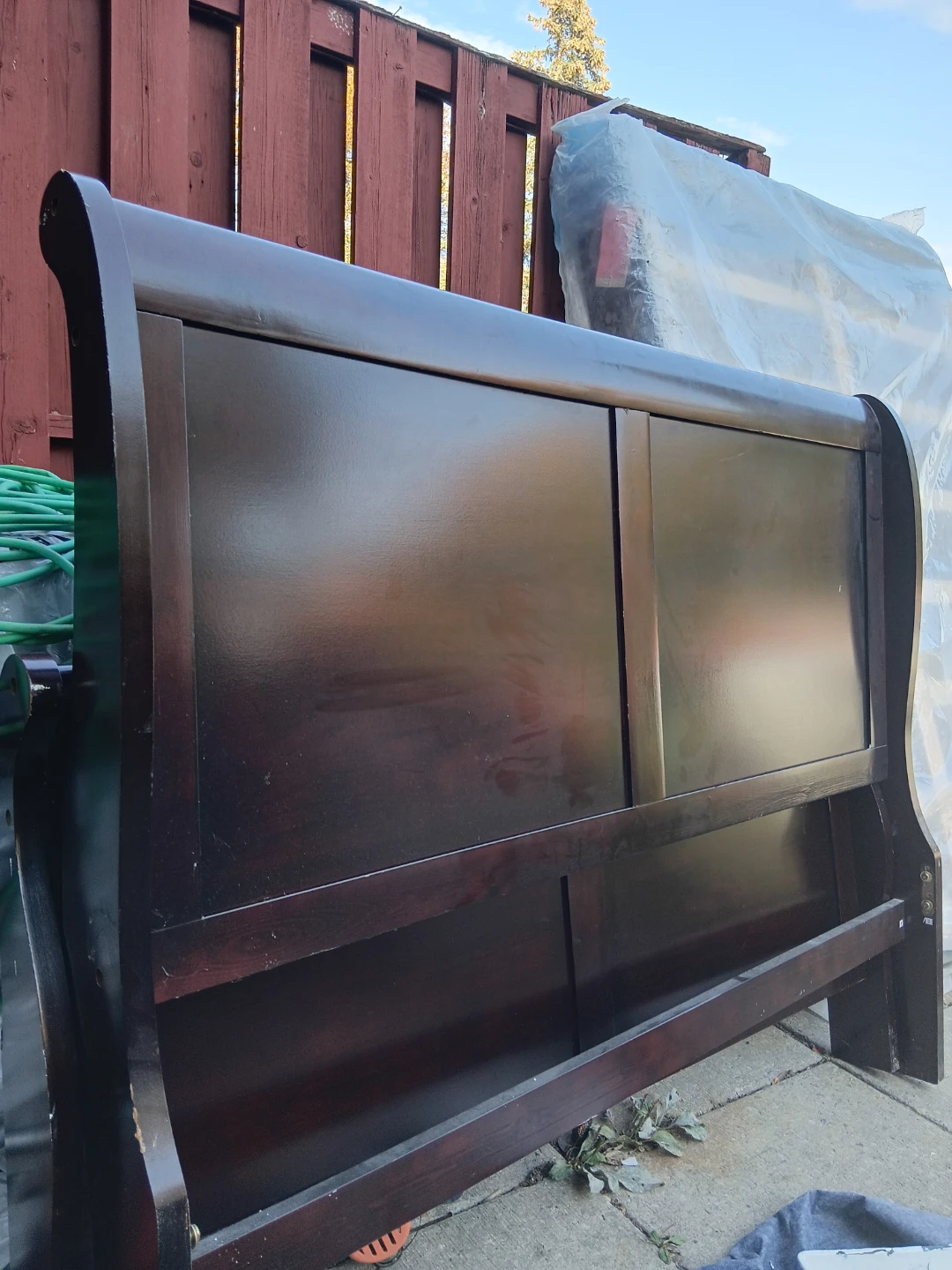 Dark Wood Sleigh Bed Frame