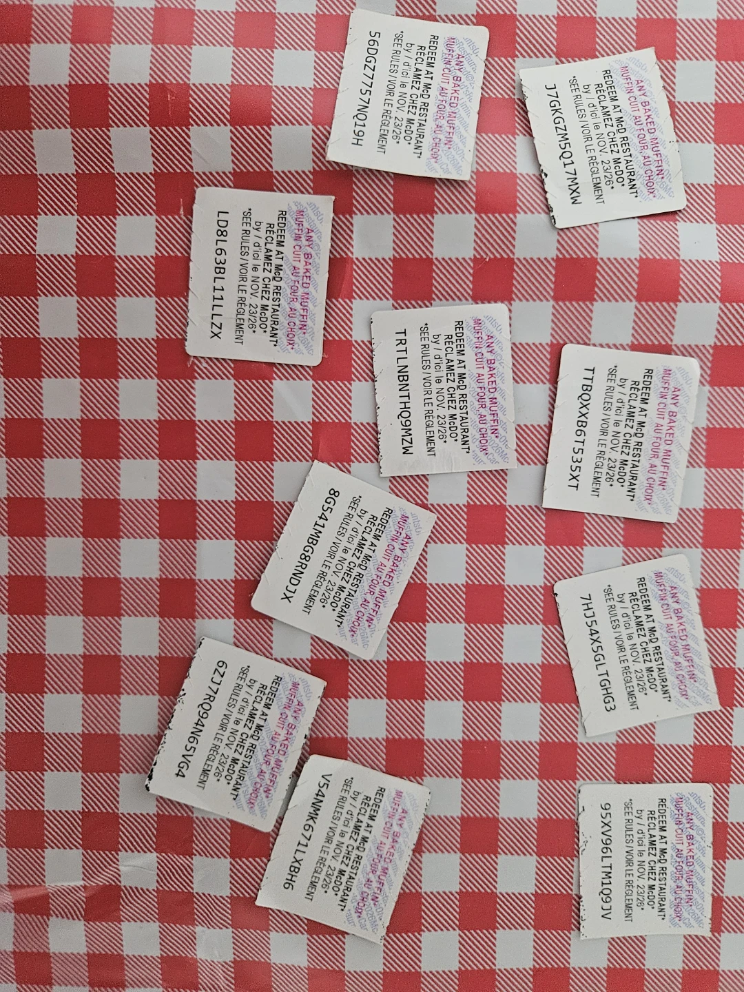 22 Assorted McDonald's Food Prize Vouchers