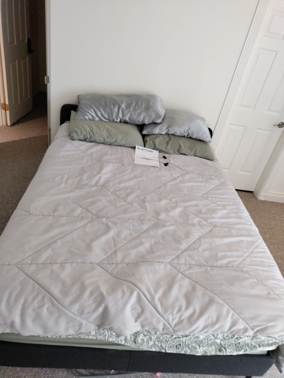 IKEA SLATTUM Upholstered Bed, Mattresses & Bedding