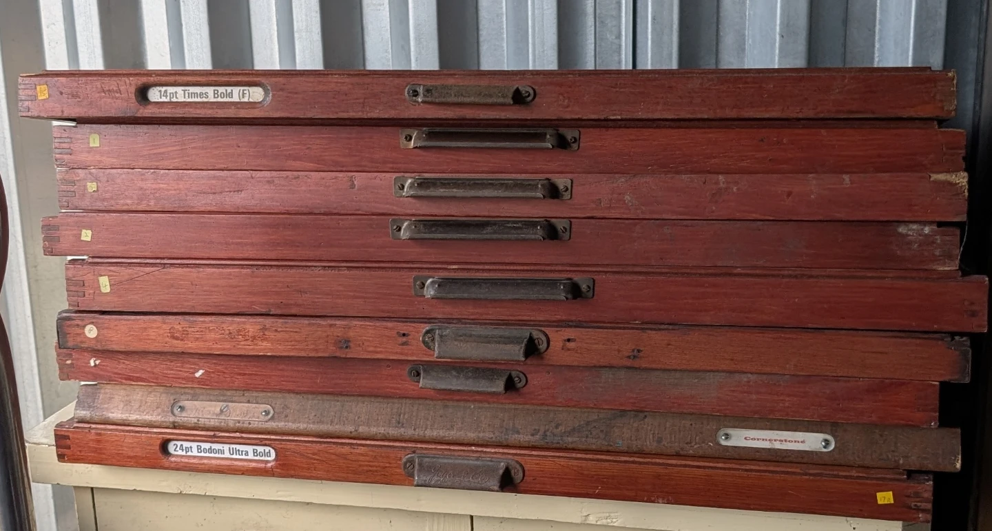 Vintage  Wooden Typesetter Drawers