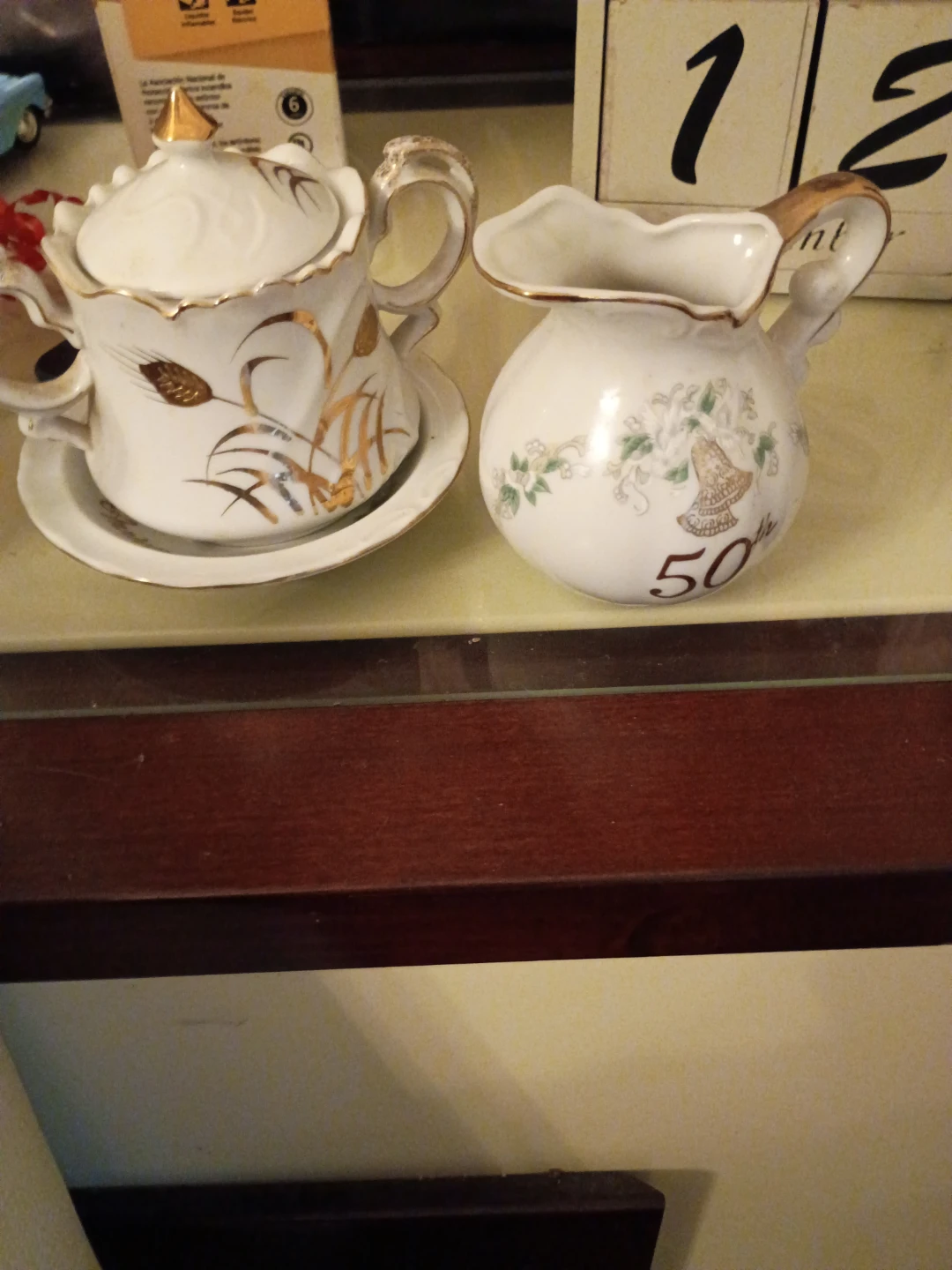 Vintage 50th Anniversary Creamer and Sugar Bowl Set