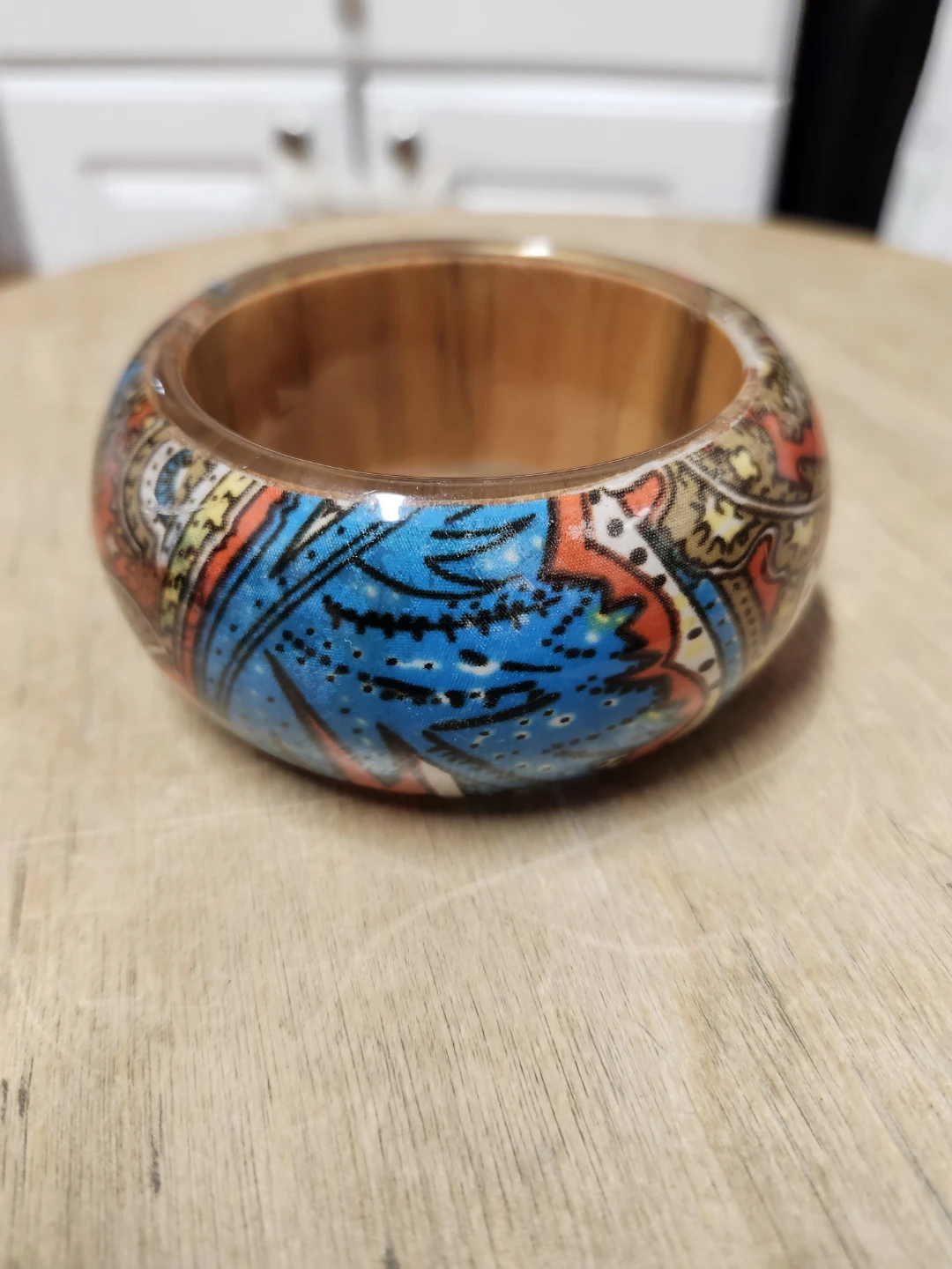 Patterned Wooden Bangle Bracelet - photo 2