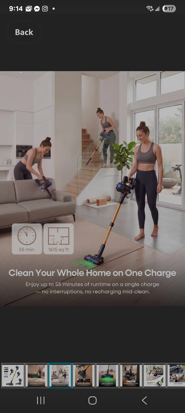 Cordless Vacuum Cleaner, 45KPa 450W 55Min for Pet Hair & Carpet - photo 3