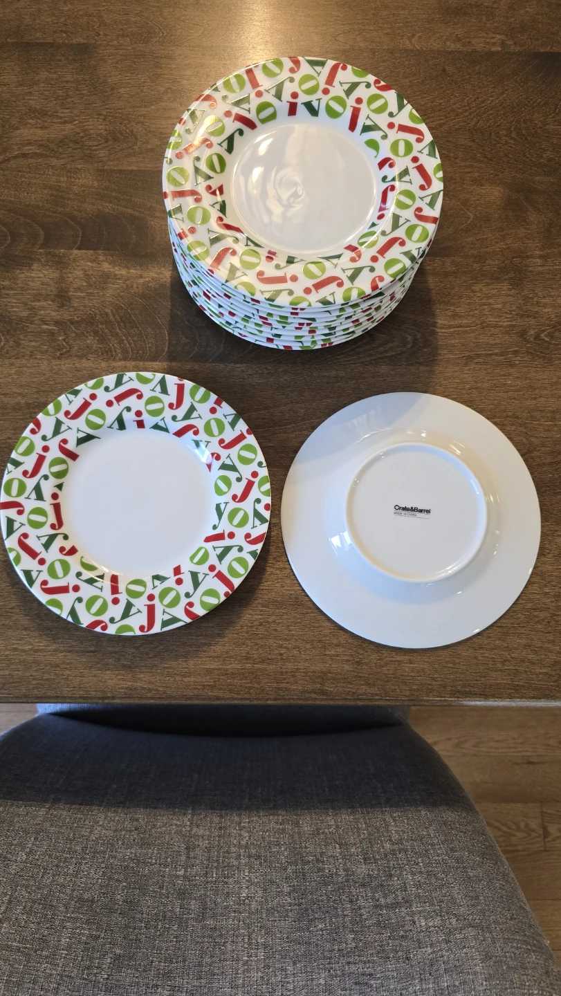 Crate & Barrel Joy Christmas Plates Set