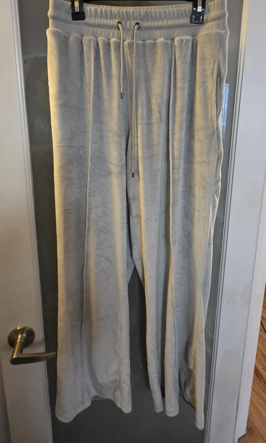 Love & Liberty Velour Wide-Leg Pants - Grey - Size XL - photo 3