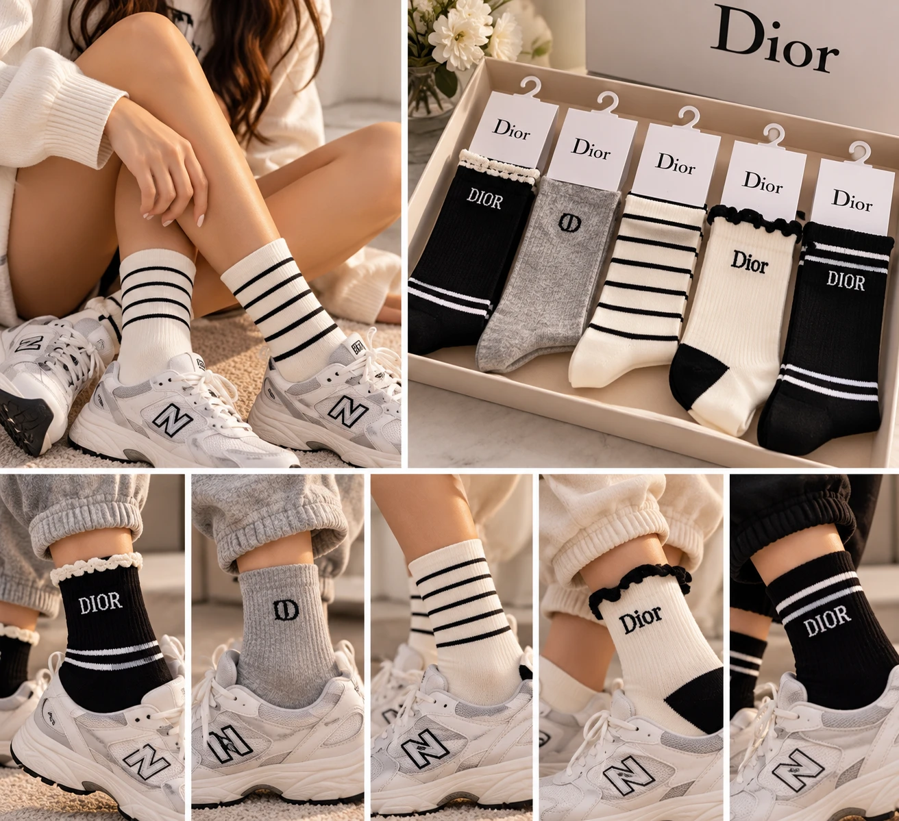Set of 5 Dior Socks