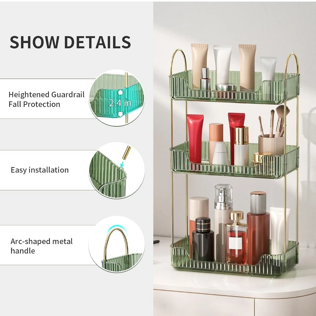Oifescie 3-Tier Vanity Makeup Countertop Storage - photo 3