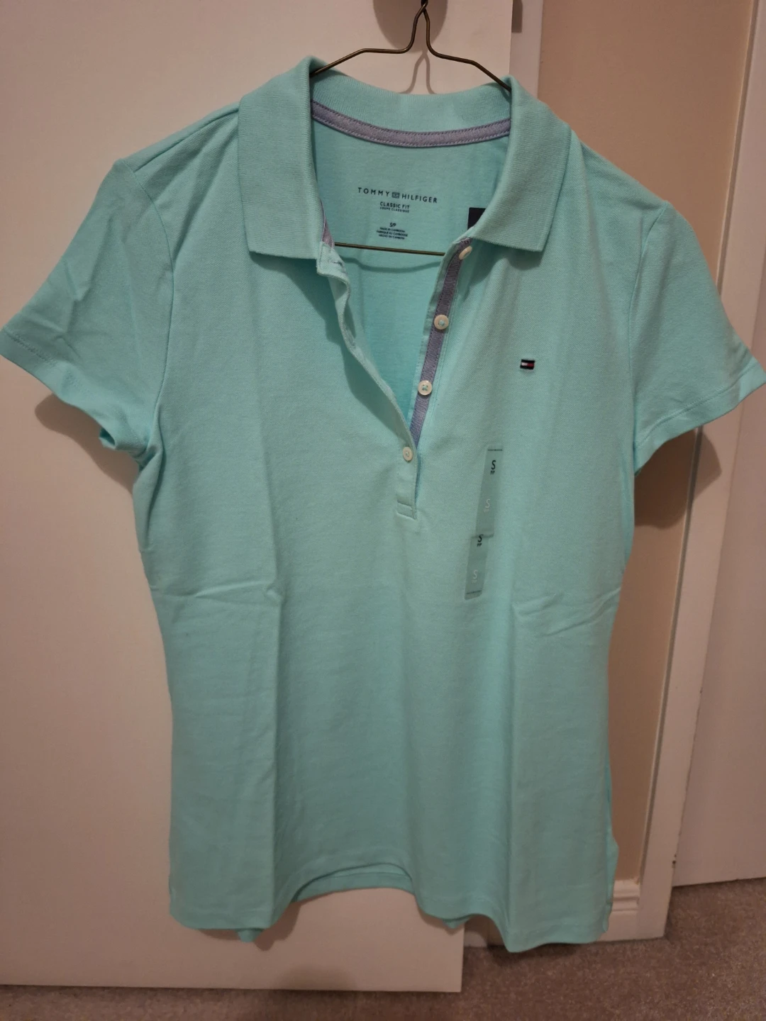 Womens New Tommy Hilfiger Classic Fit Polo Shirt, turquoise