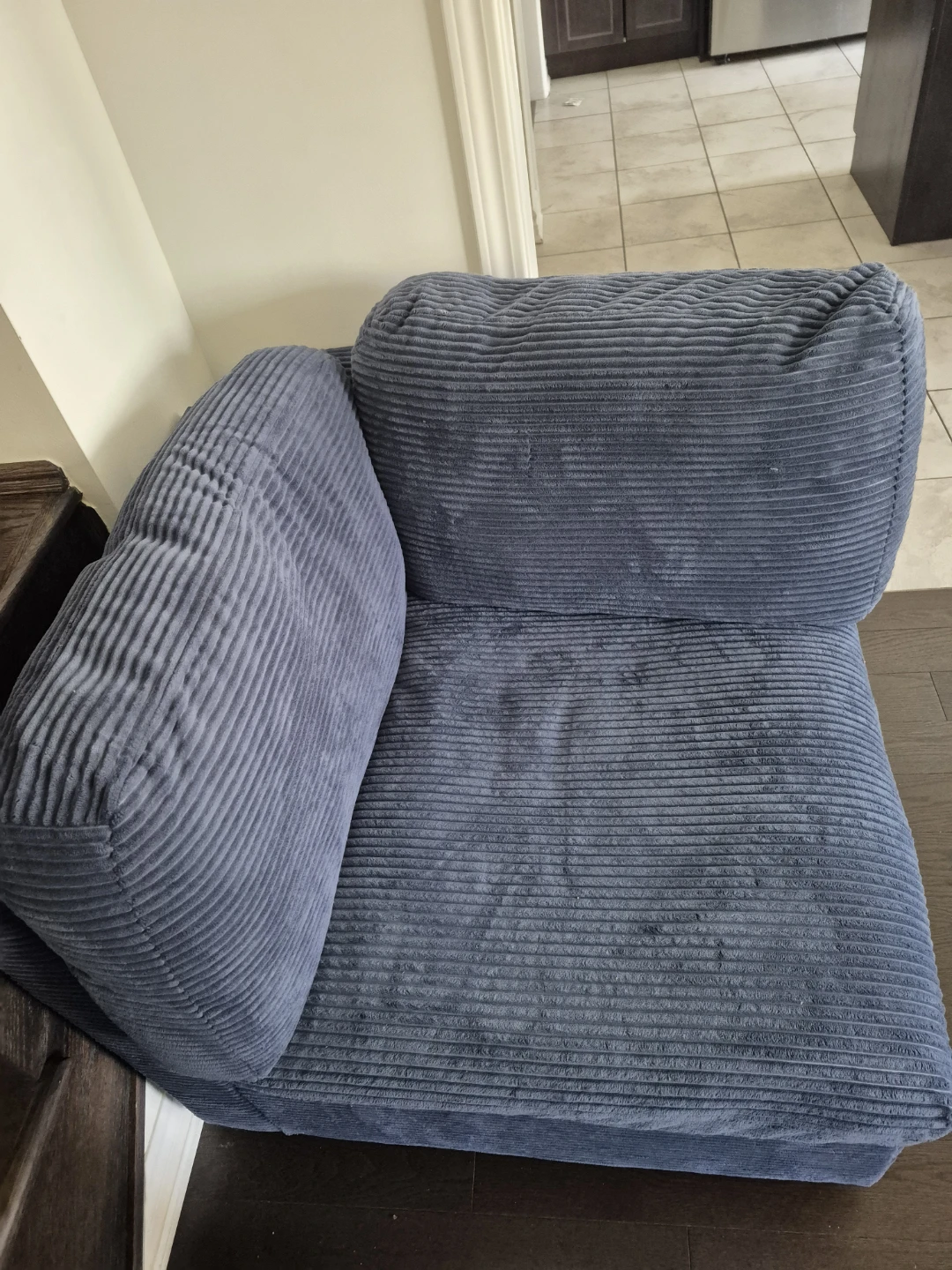 Navy Blue Corduroy Corner Chair - photo 3