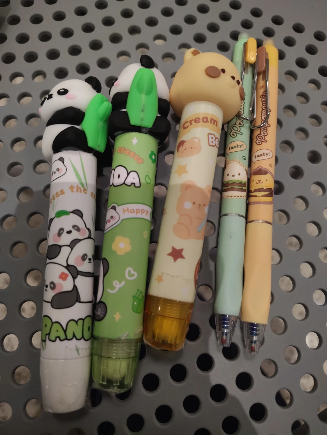 5 Assorted Character Pens and Erasers (read description)