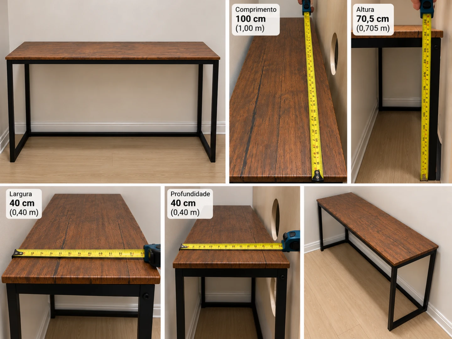 Rustic Brown and Black Console Table