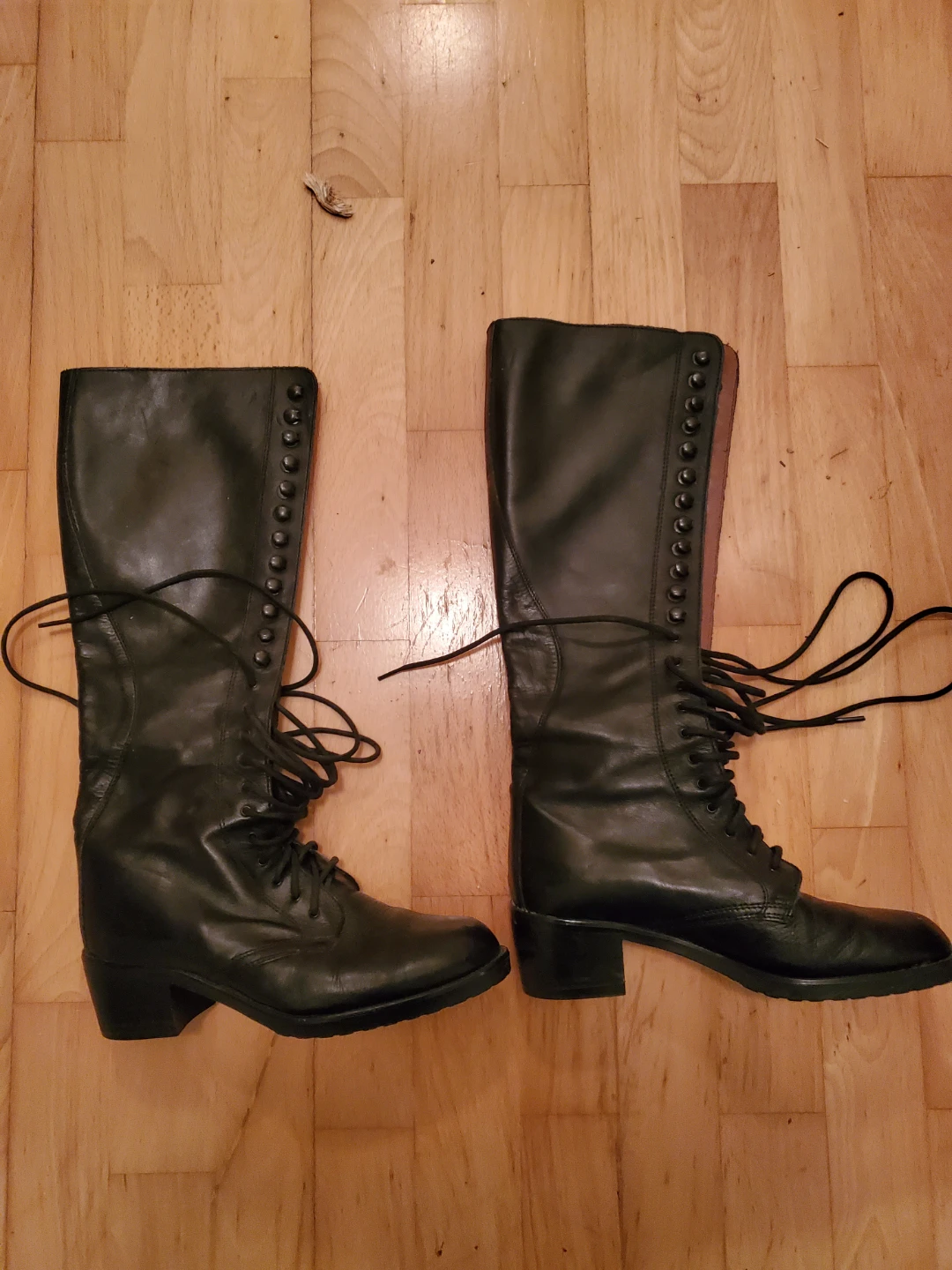 Black Leather Lace-Up Boots Size 36.5 - photo 2
