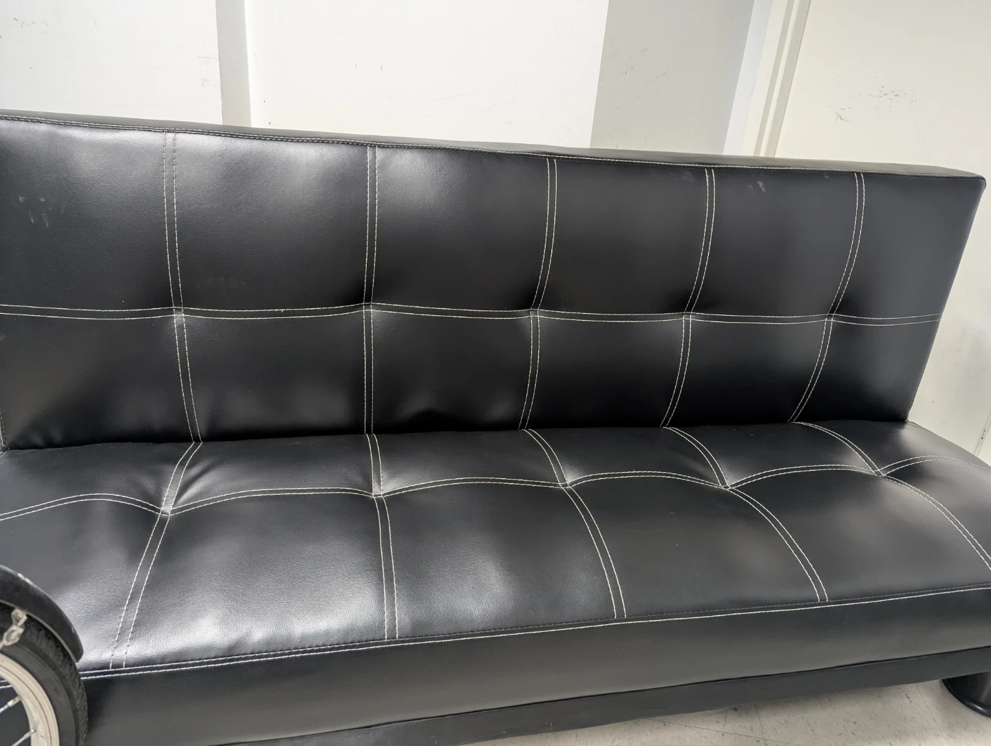 Black Faux Leather Futon Sofa Bed - photo 2