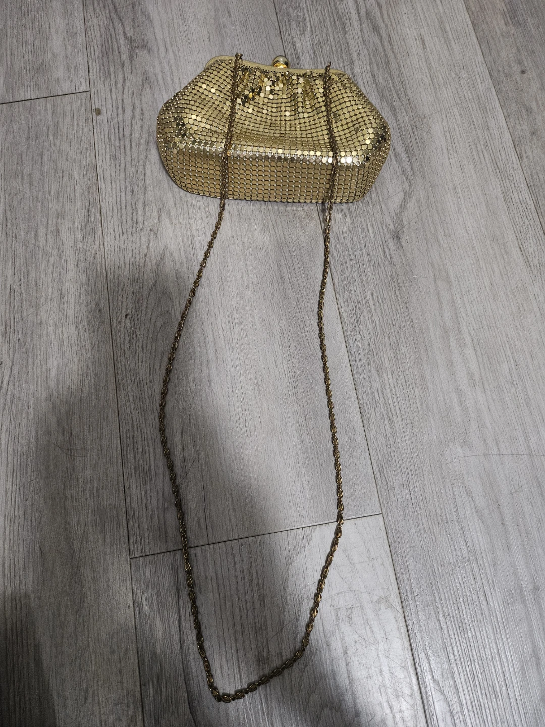 Gold Tone Mesh Evening Bag - photo 3