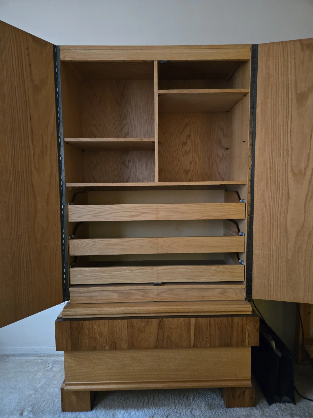 Wooden Armoire with Checkerboard Detail - photo 2