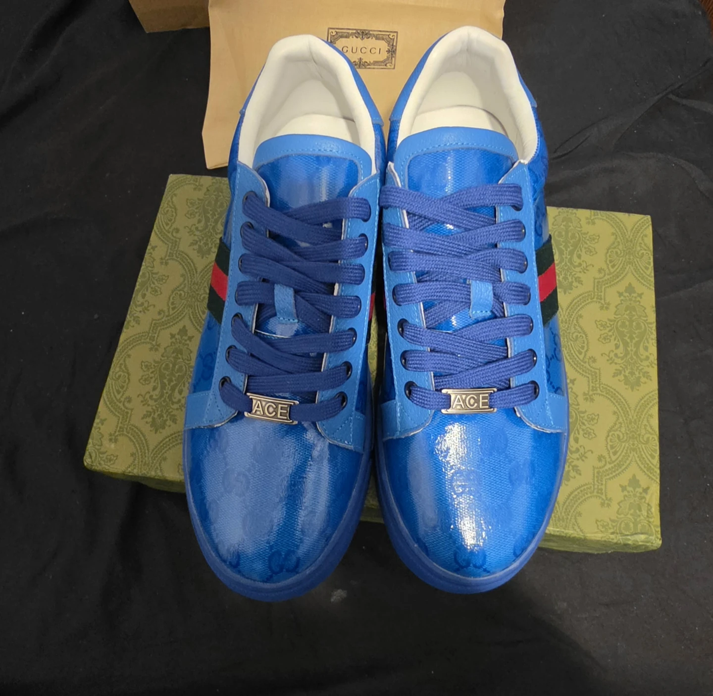 Gucci Ace Sneakers Blue sz 10 mens brand new - photo 2