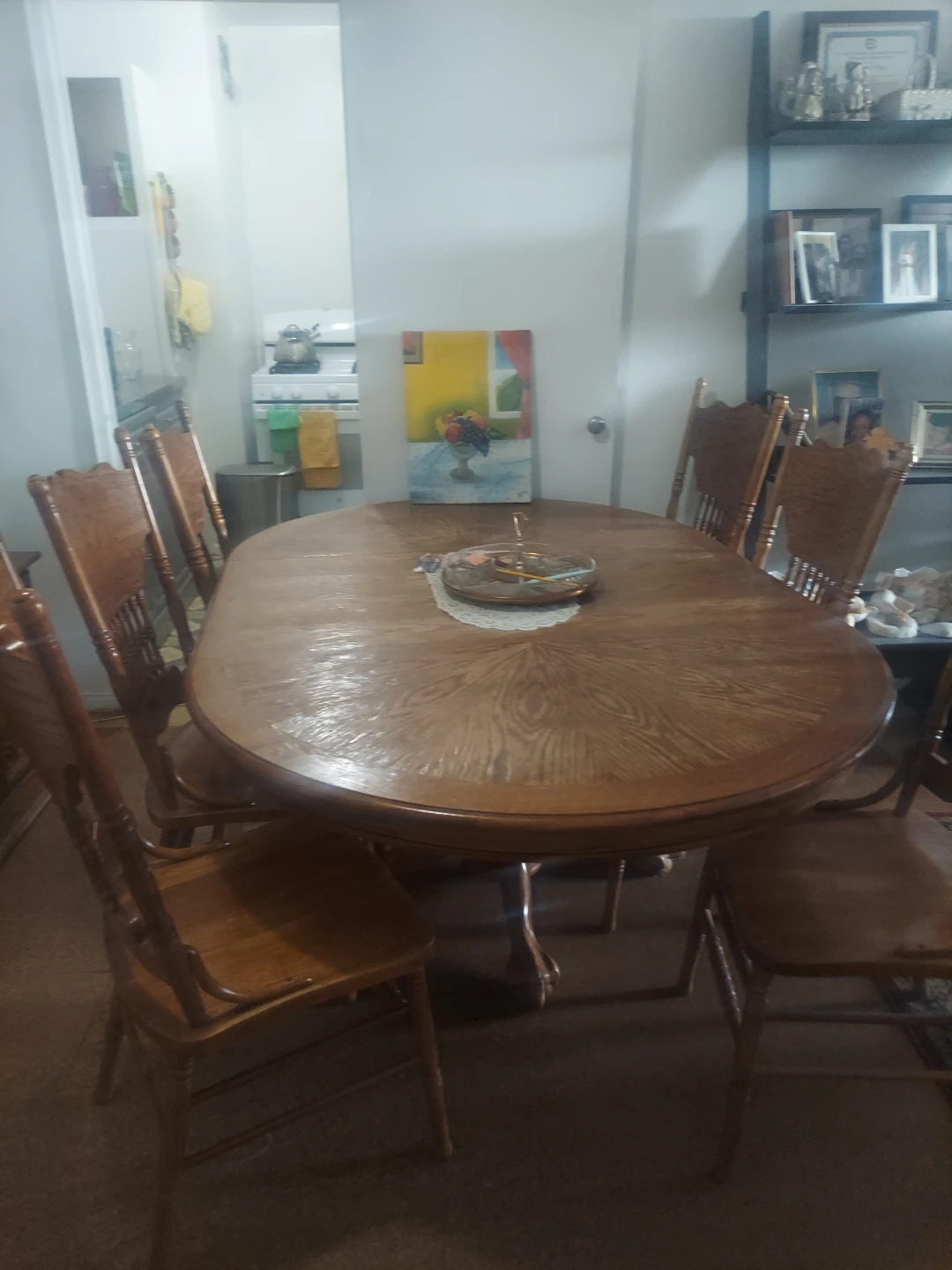 Wooden Dining Table with Six Chairs