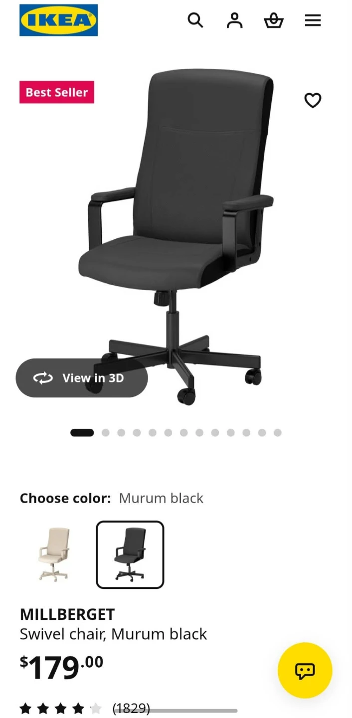 IKEA MILLBERGET Swivel Chair in Murum Black - photo 5