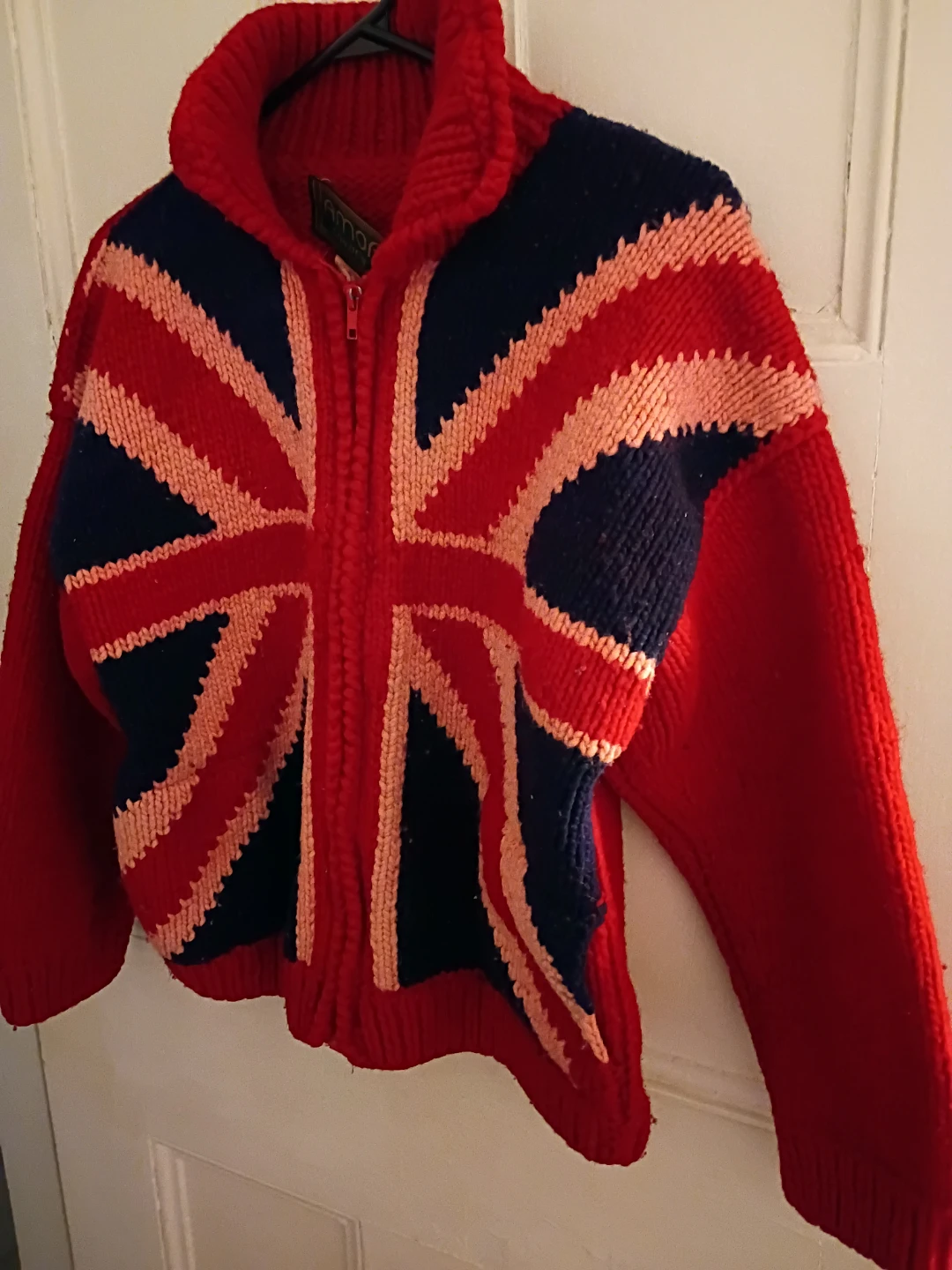 Vintage Amor London Union Jack Wool Knit Zip-up Cardigan - photo 2