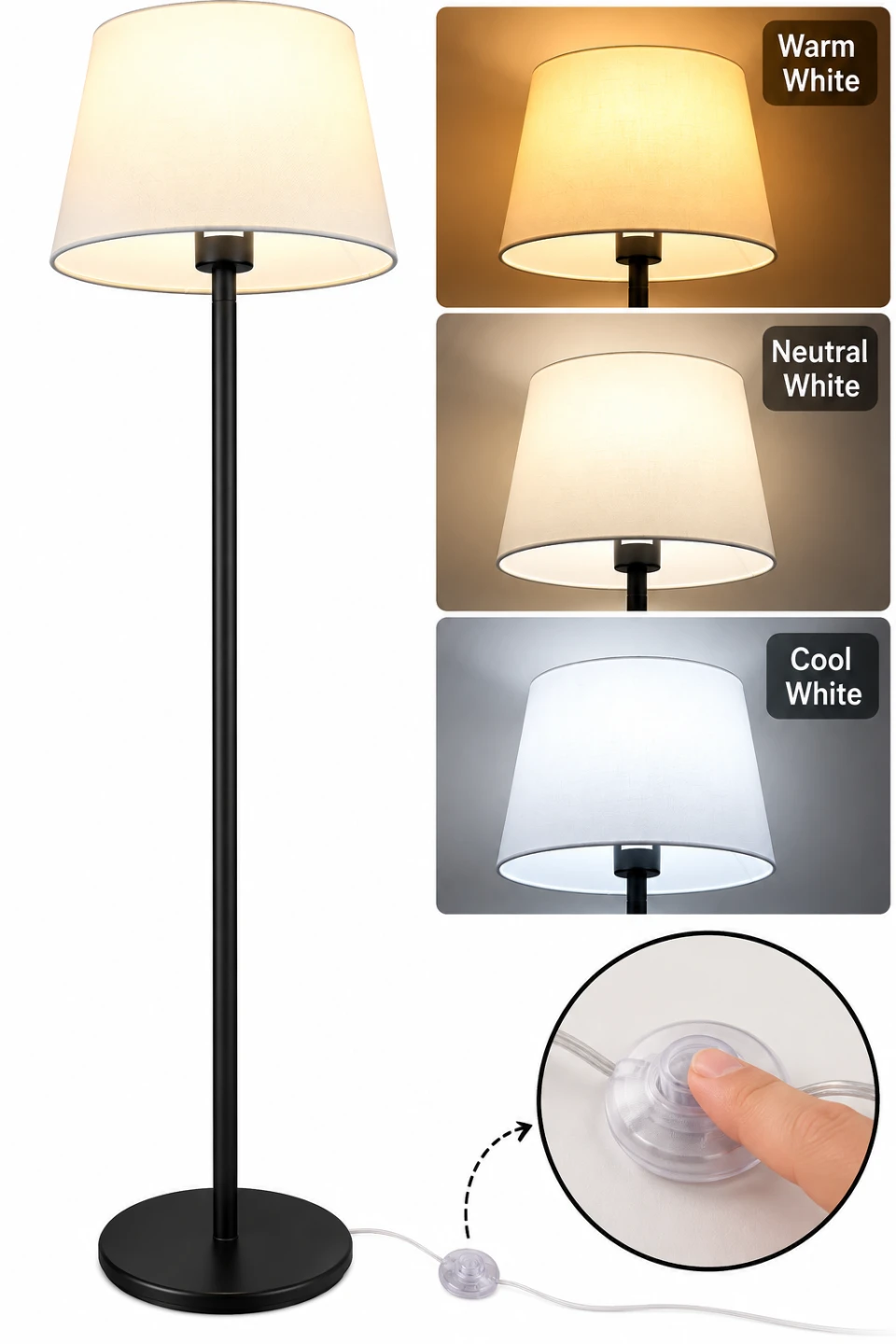 Modern Floor Lamp – 3 Light Settings