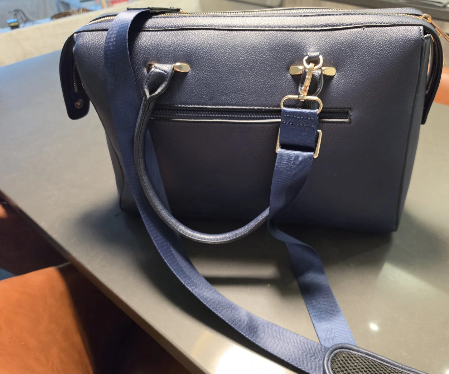 Navy Blue Laptop Work Bag with Shoulder Strap - photo 2