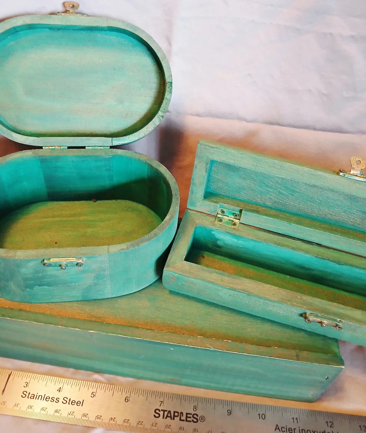 Set of 3 Green Decorative Wood Boxes - photo 5