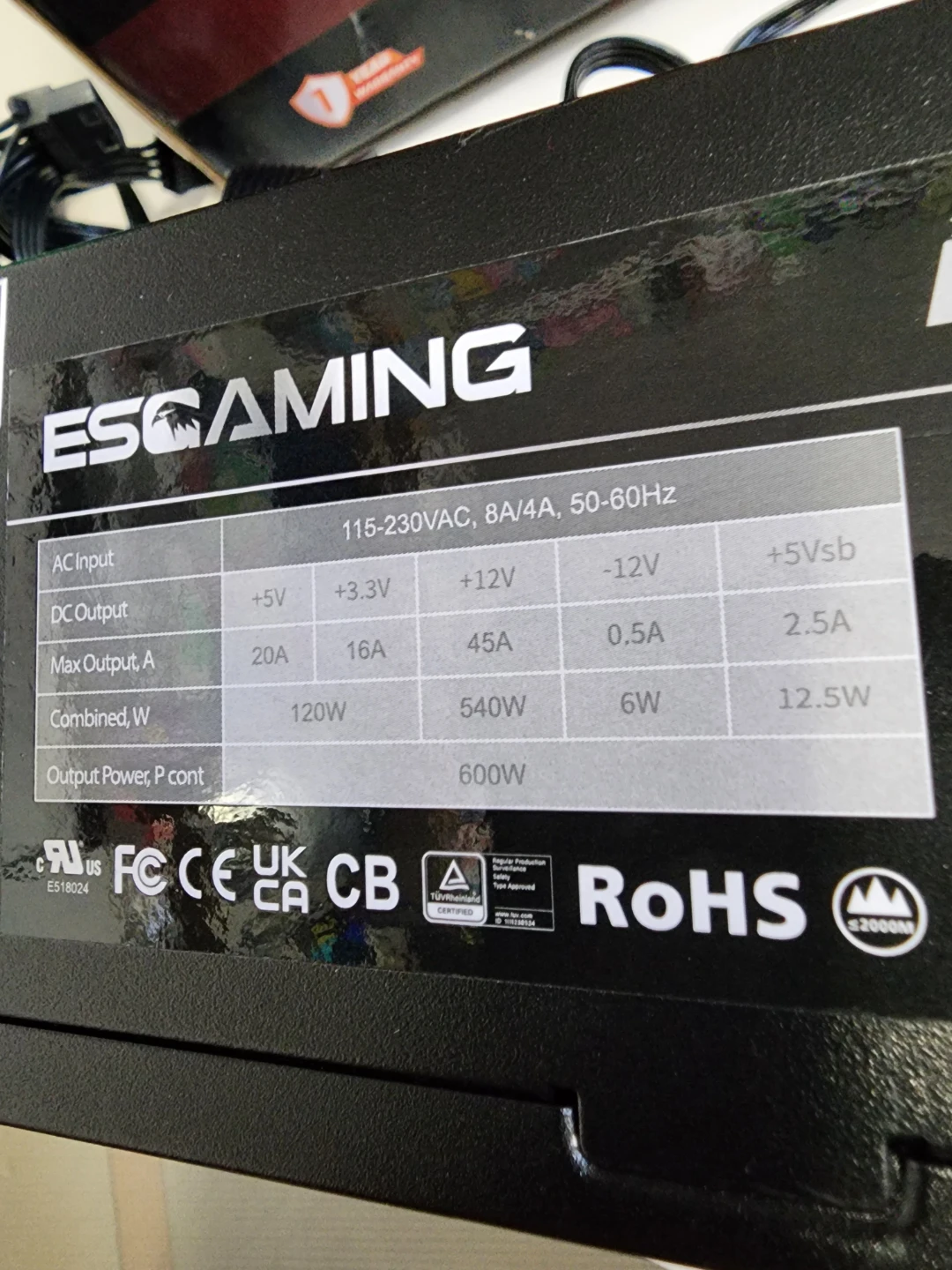 ESGaming 600W PC Power Supply - photo 3