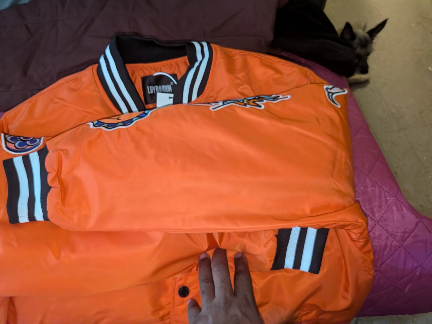 LUYBAIDUN Orange Varsity Jacket - photo 3
