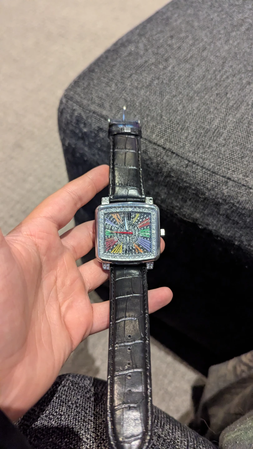 Finesse Square Fashion Watch with Rhinestones