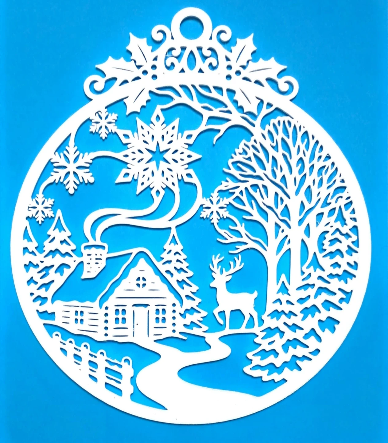 Christmas White Winter Scene Ornament