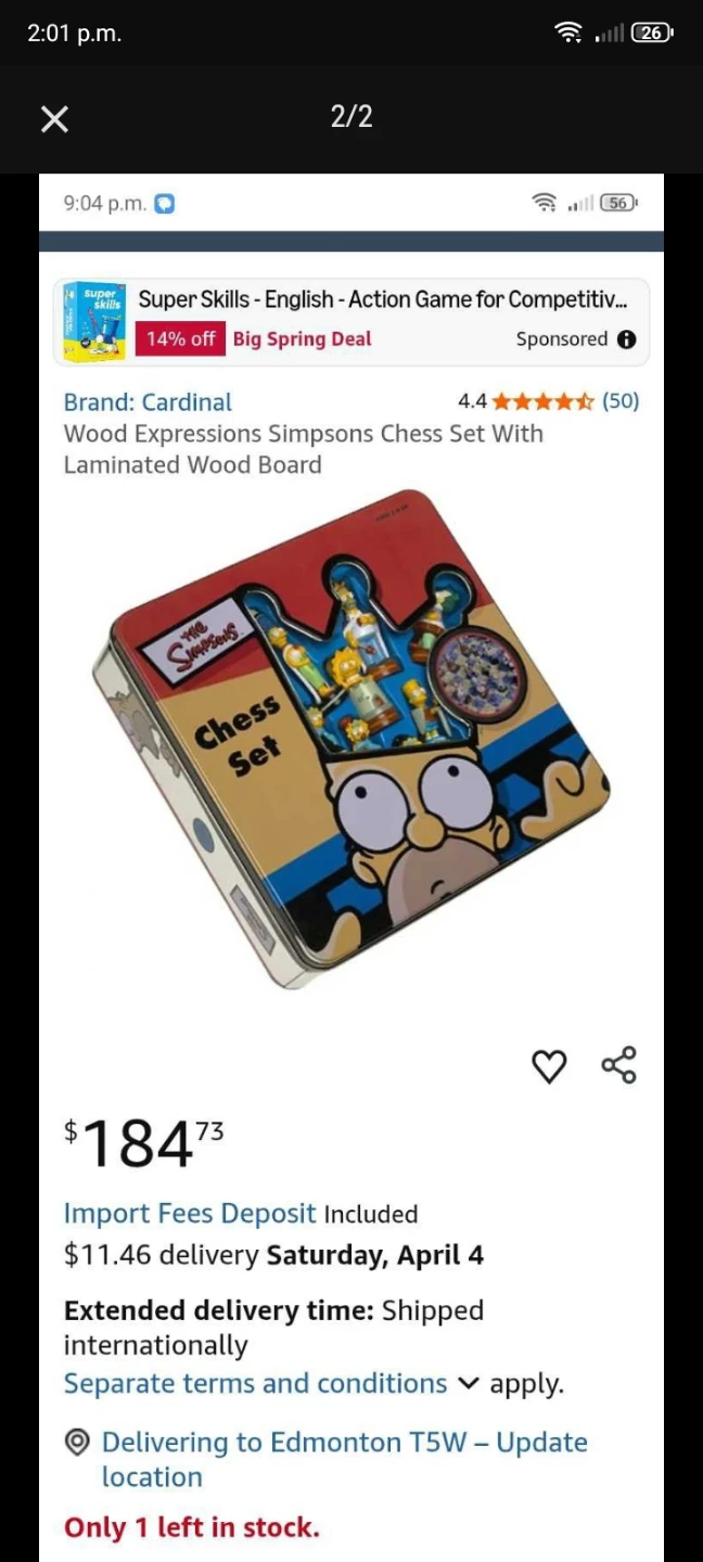 Simpsons chess set