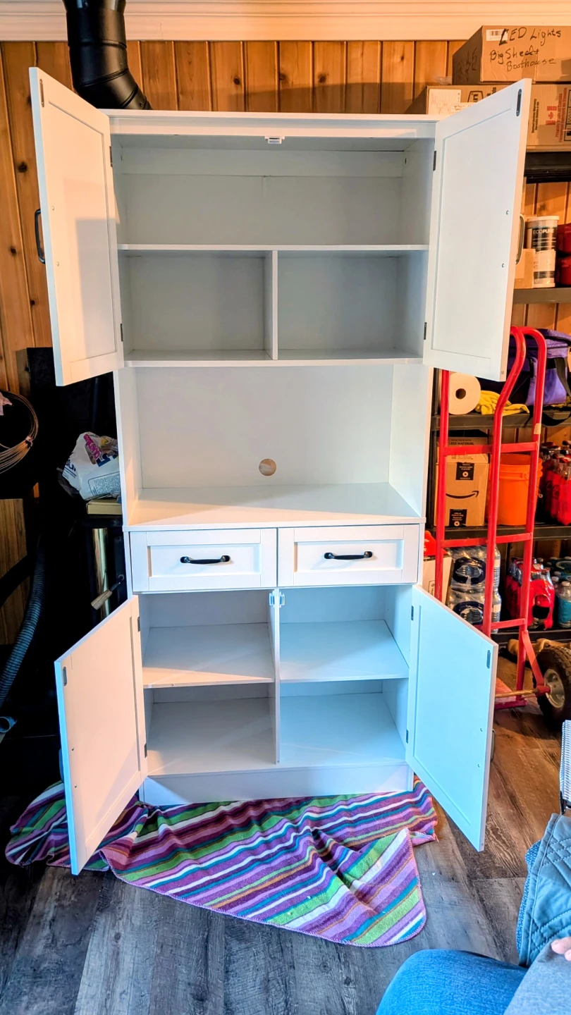 White Storage Cabinet with Shelves and Drawers - photo 2