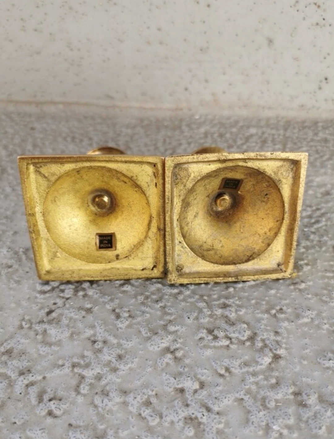 Pair of Small Vintage Brass Candle Holders With Square Base - photo 5
