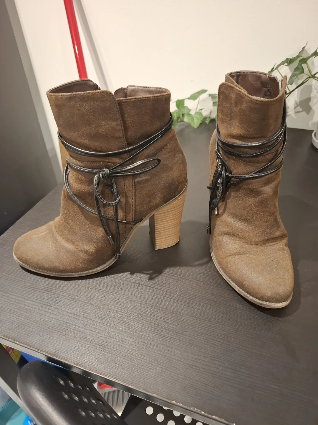 Brown suede ankle boots