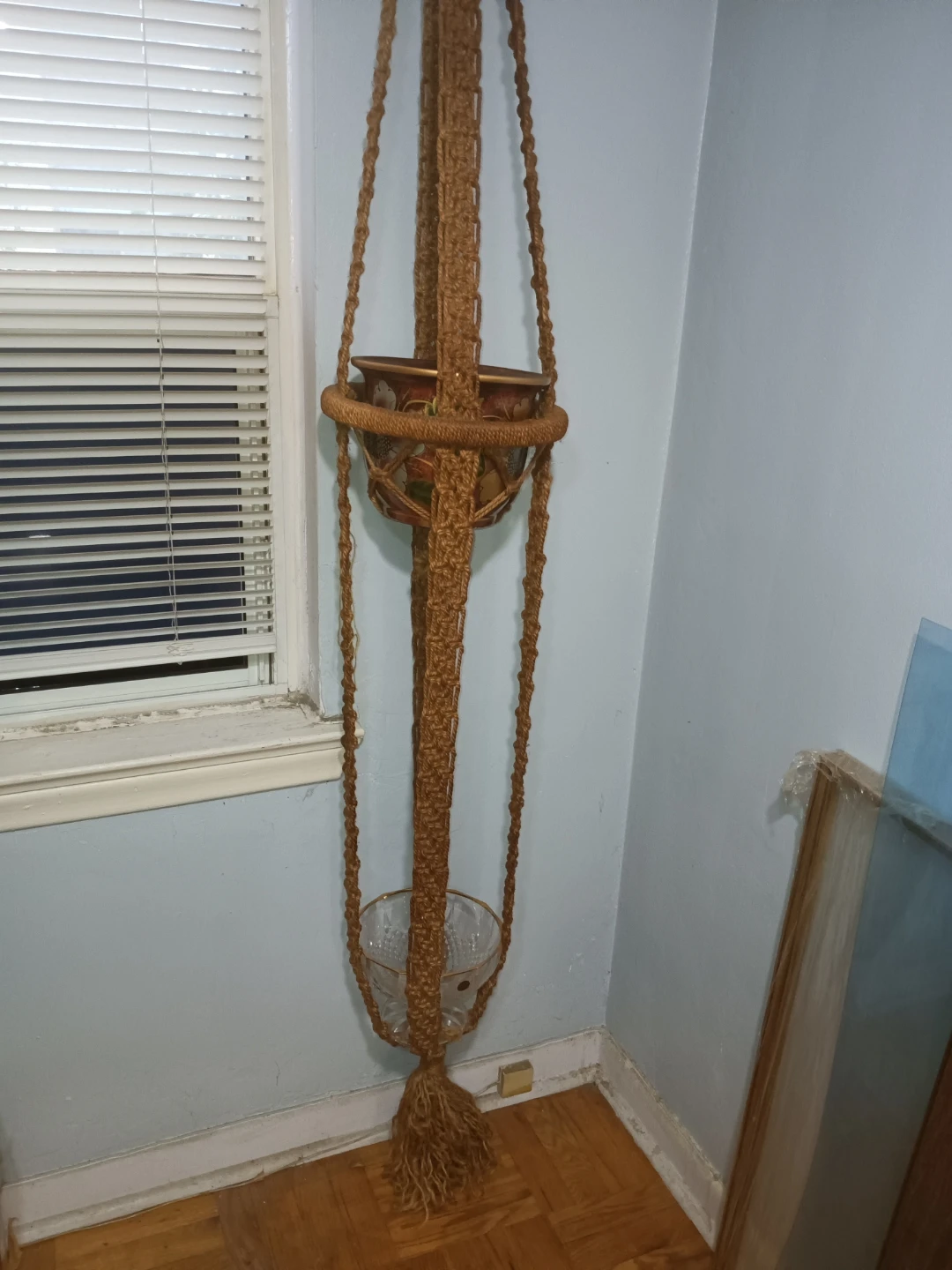 Vintage Macrame Double Hanging Planter