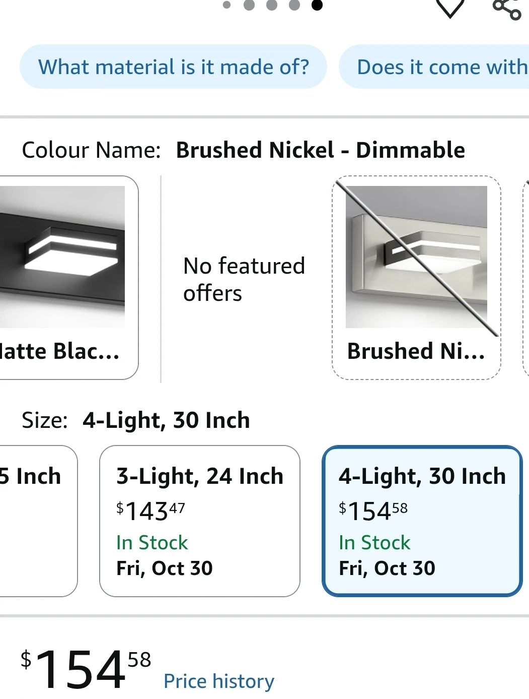 OKELI 4-Light Bathroom Vanity Light, Brushed Nickel - photo 3
