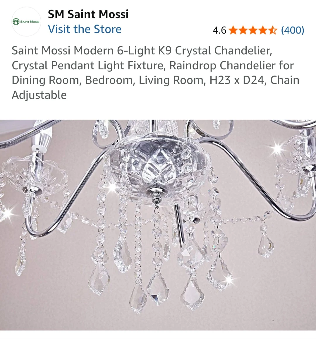 Saint Mossi 6-Light K9 Crystal Chandelier - photo 3