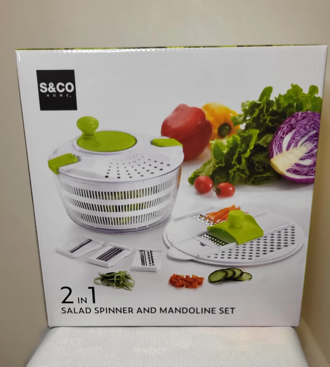 S&CO Home 2-in-1 Salad Spinner and Mandoline Set