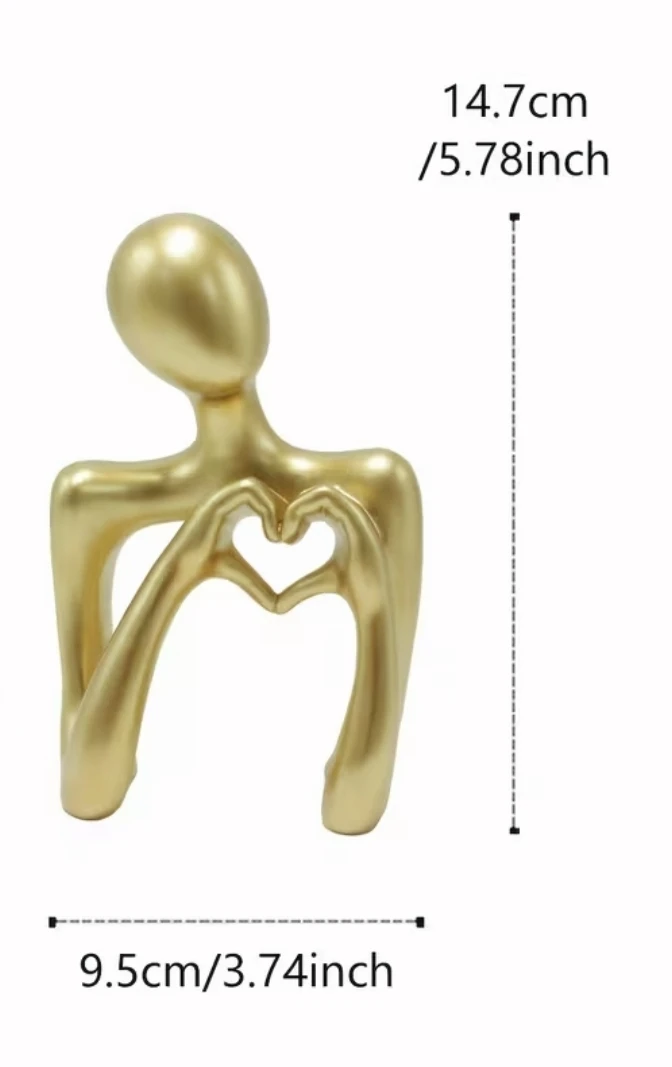 Gold Abstract Figure Heart Hands Sculpture – Modern Decor *new - photo 4
