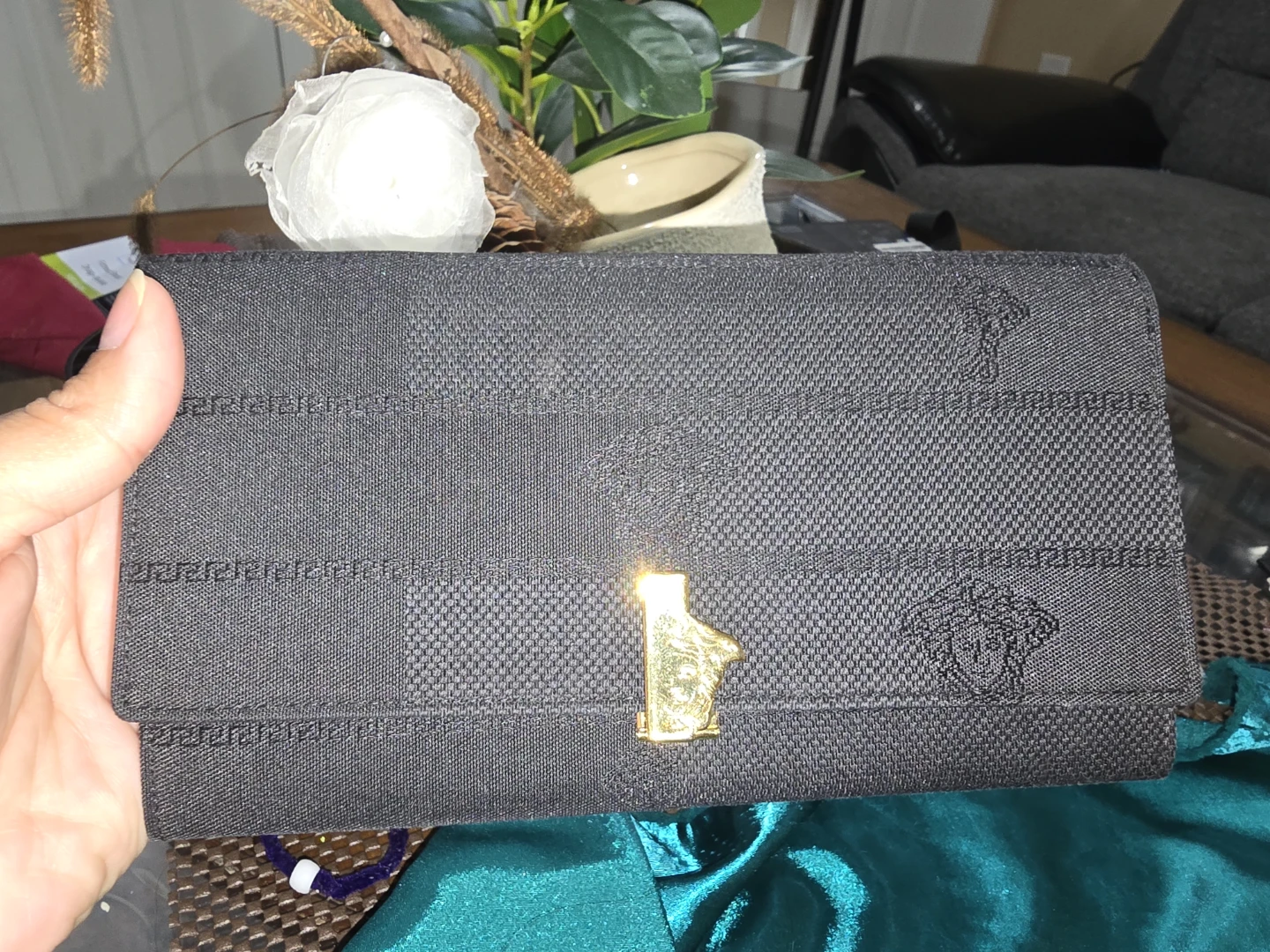 Black Versace Long Wallet