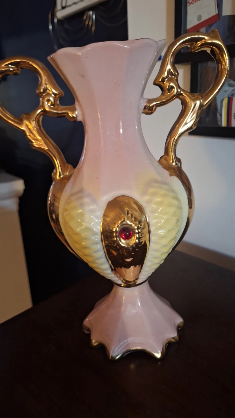 Vintage Italian Ceramic Vase with Gold Handles - photo 4
