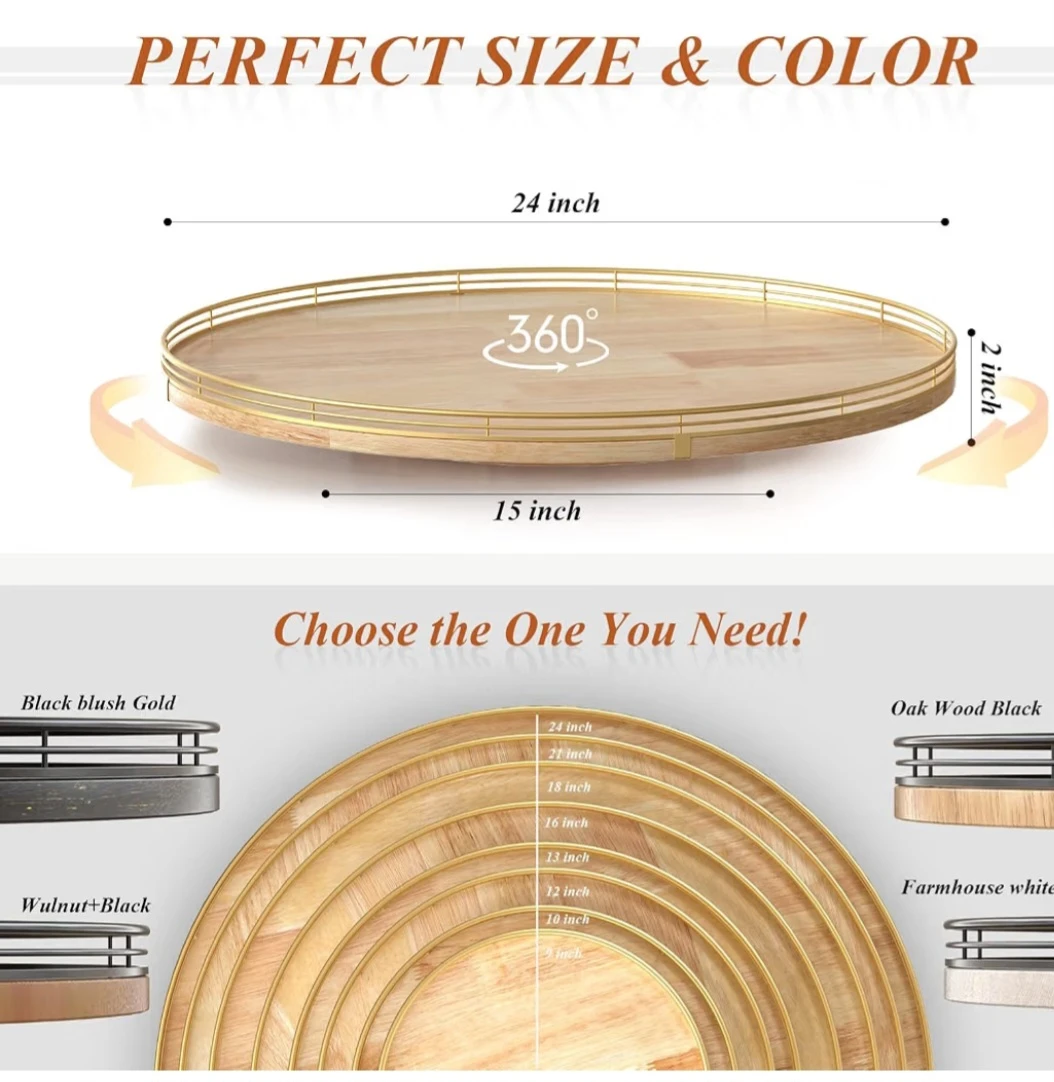 ✨ AMH Lazy Susan – 13 Inch – Walnut Finish ✨ - photo 2