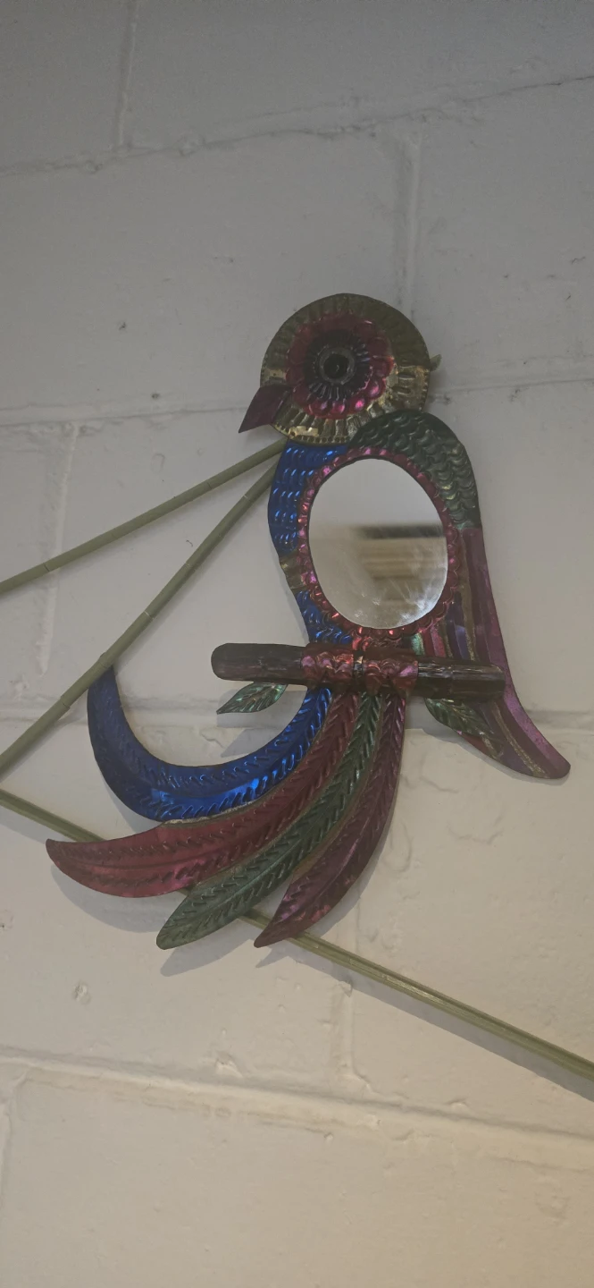 Metal Parrot Wall Mirror