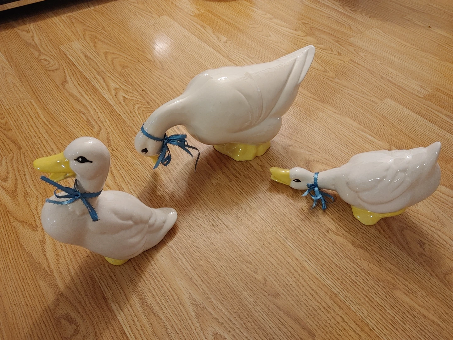 Set of 3 Ceramic Duck Figurines
