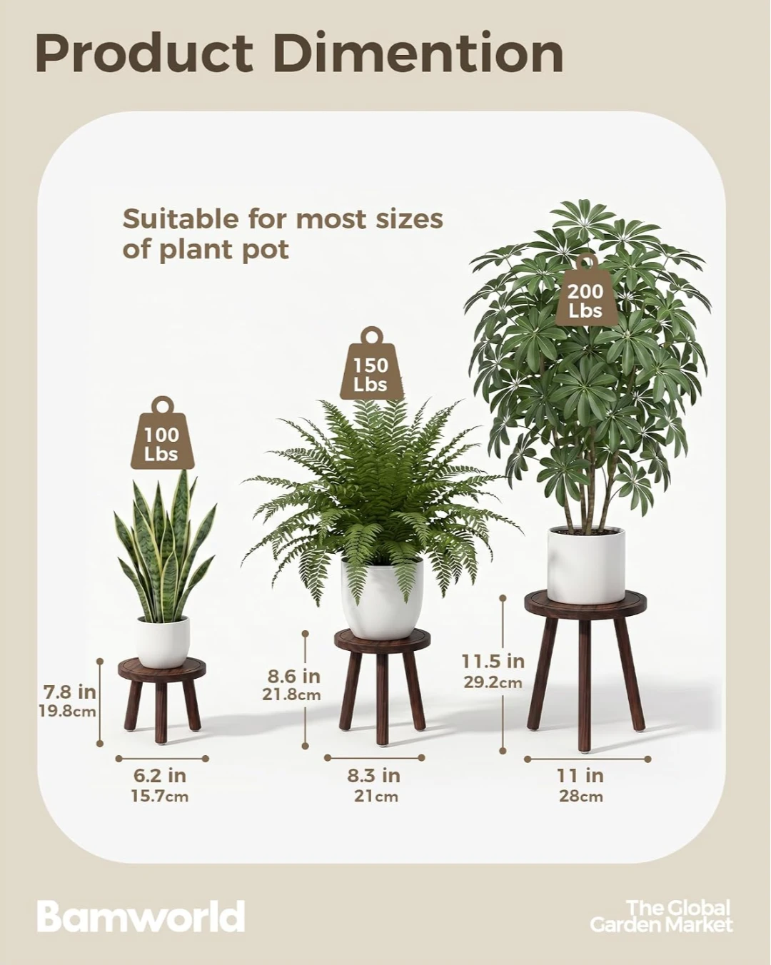 Bamworld Wooden Plant Stand Set - photo 3