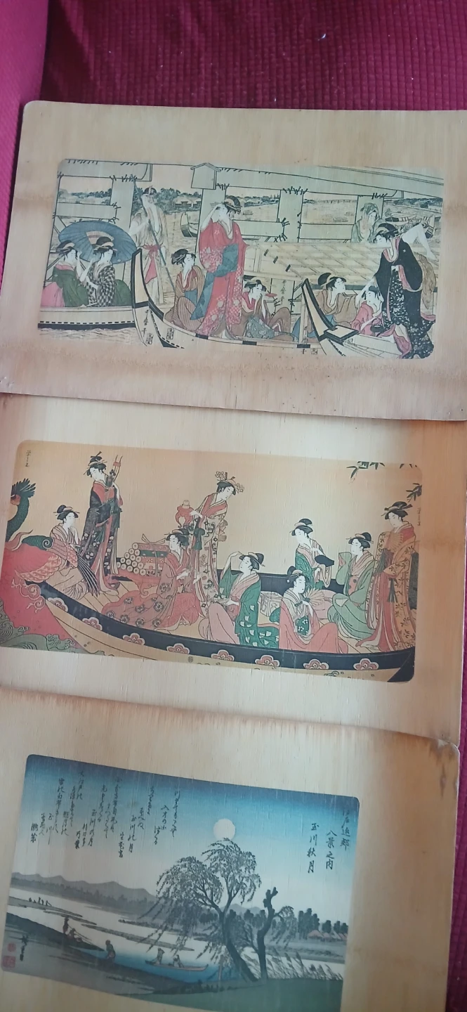 Set of Four Japanese Ukiyo-e Style Wooden Plaques - photo 3