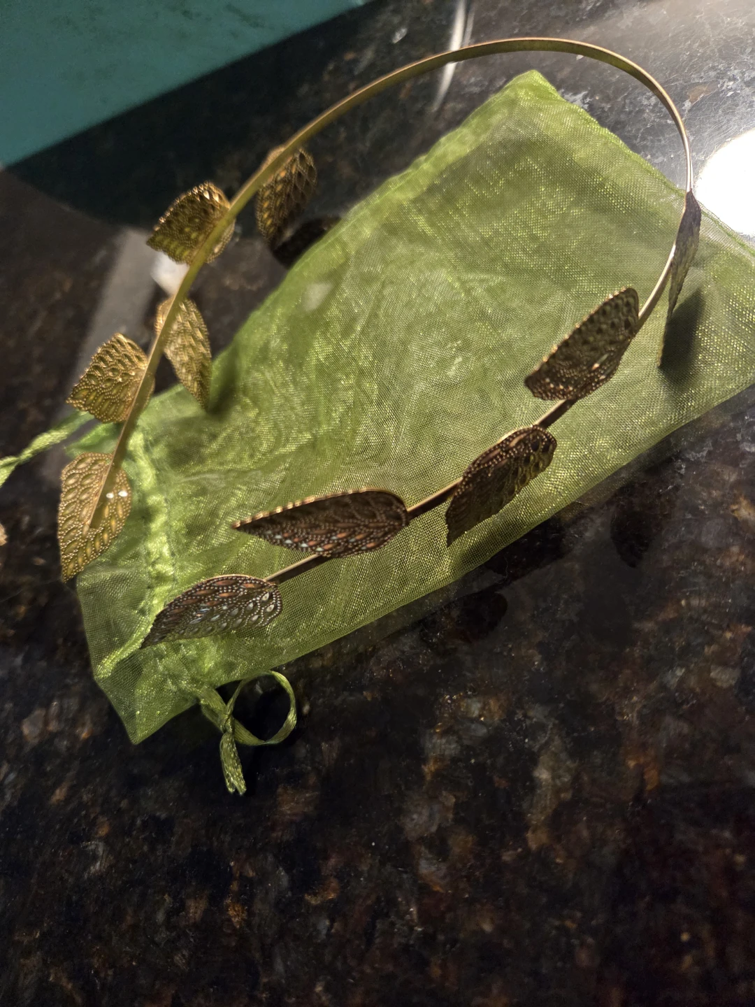 Gold Tone Leaf Headband and Spiral Arm Cuff Set - photo 3