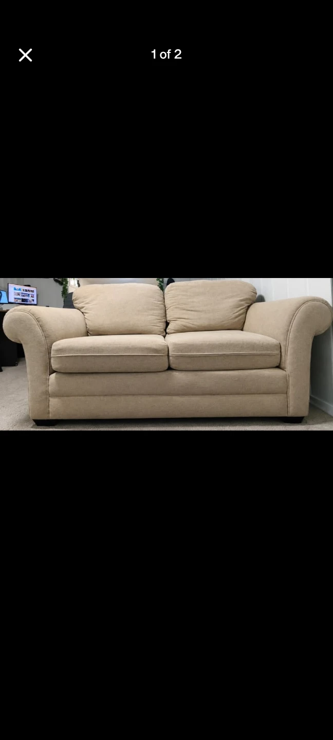 Beige Two-Seater Loveseat Sofa