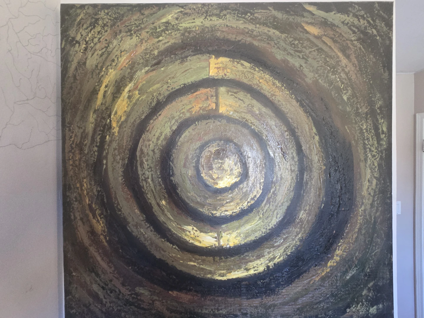 Large Textured Abstract Circular Painting - photo 3