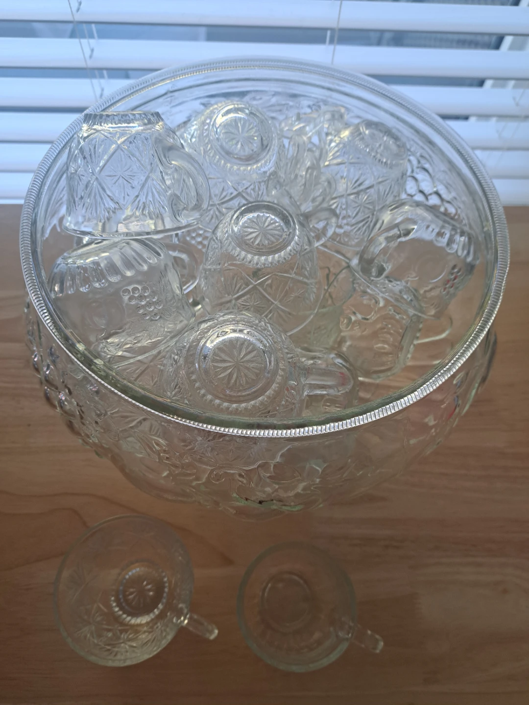 Vintage Clear Glass Punch Bowl Set